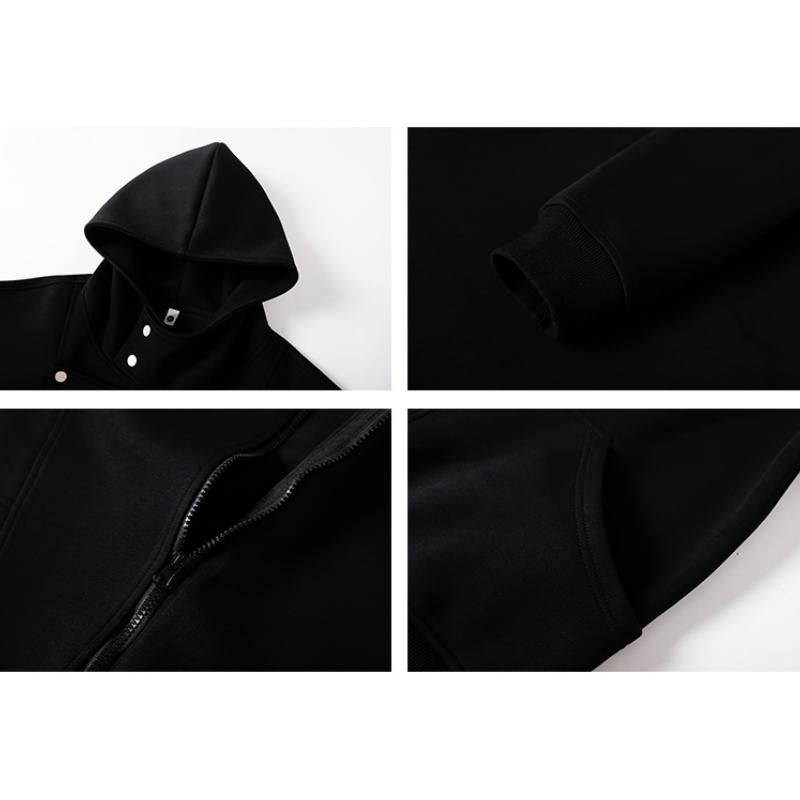 Heavy solid color white flower gray hooded turtleneck irregular structure button-up cardigan jacket sweater jacket, hooded sweater men's autumn fashion trend design sense couple cardigan sweater, men's casual long-sleeved hooded pullover sweater, youth ho