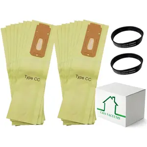 16 Replacement Oreck Type CC Bags + 2 Belts for Oreck XL Uprights. (0300604) OEM nos. CCPK80H CCPK80F CCPK8DW PK80009 PK80009DW CCPK8