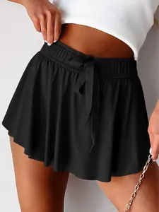 Women's Tennis Skorts High Waisted Athletic Golf Skirts with Built-in Shorts Drawstring Flowy Activewear