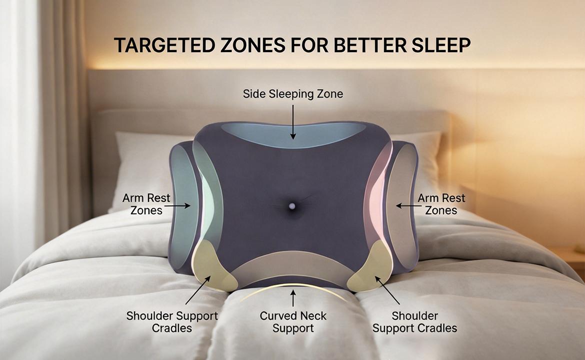 Memory Neck Pillow, Adjustable Ergonomic Memory Foam Neck Pillows, Cervical Support, Breathable & Removable Pillowcase, Mother's Gift