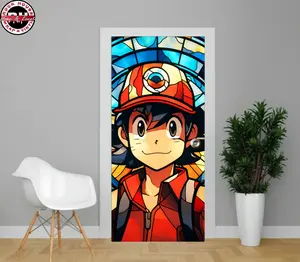 Anime Pokeman Door Wrap - Peel and  Stick Vinyl Door Decal