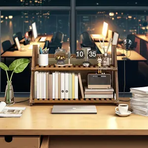 Small Mini Desktop Bookshelf Foldable Desk Storage Rack, Tabletop Display Shelf, Compact Organizer for Office & Home Use, Book Holder