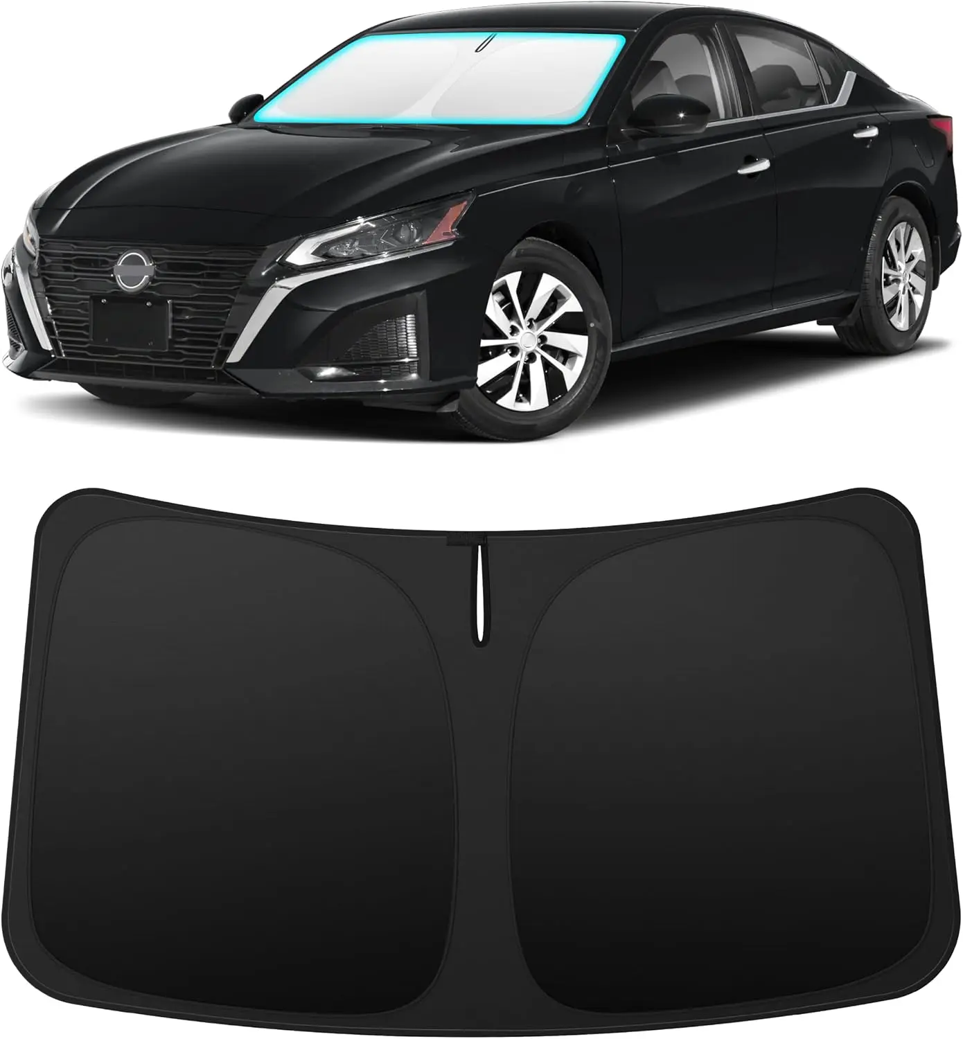 [SummerWins]  Car Windshield Sun Shade, 300T Thickened Car Window Shades Heat Reflective Interior Cool, Foldable Privacy Reflective Glass Windshield Sun Shade Accessories for Nissan Frontier/Altima/Sentra/Kicks/LEAF 2008-2026
