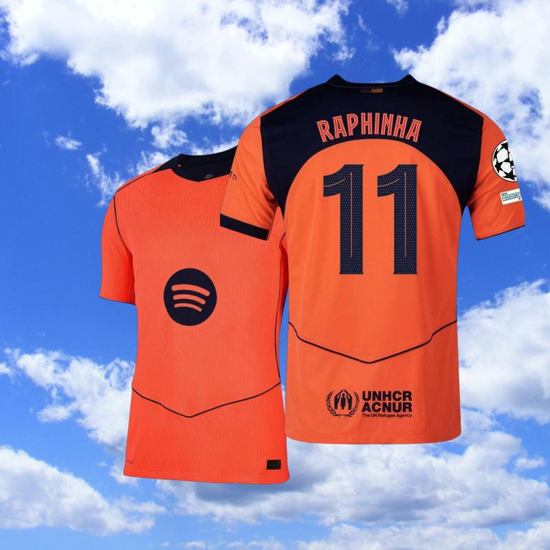 10# Lamine Yamal 25 26 Third Away Kit Orange Short Sleeve Soccer Jersey Fans Version