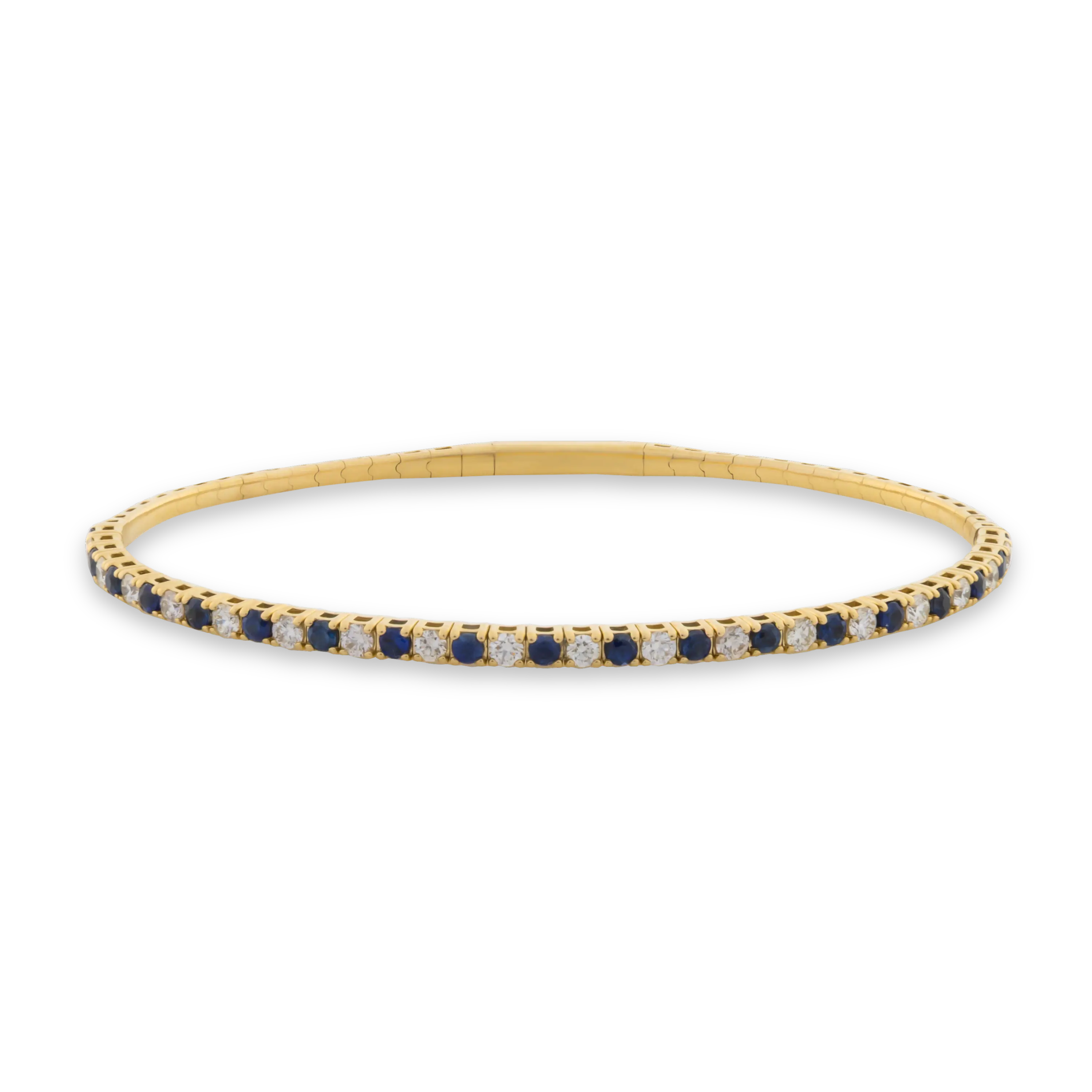 14k Solid Gold Sapphire & Diamond Flex Bangle