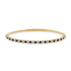 14k Solid Gold Sapphire & Diamond Flex Bangle