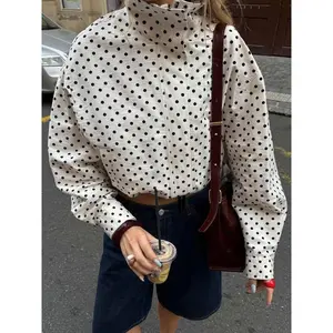 Women’s summer polka dot jacket, Y2K street-style spotted design, fashionable long-sleeved top, suitable for casual vacation wear GARMENTARY