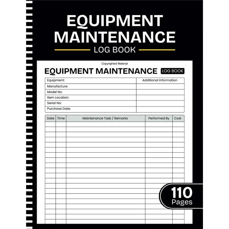 Equipment Maintenance Log Book: Machinery & Equipment Maintenance Log | Service Tracker for Repairs, Inspections, and Routine Check-ups | 8.5" x 11" Inches, 110 pages Log Book