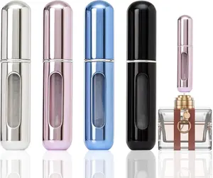 Portable Mini Refillable Perfume Atomizer Bottle, Travel Size Refillable Perfume Refill Bottle - Perfume Atomizer Refillables, Scent Pump Case, Small Perfume Spray 4 Pcs Pack of 5 ml Compact Makeup