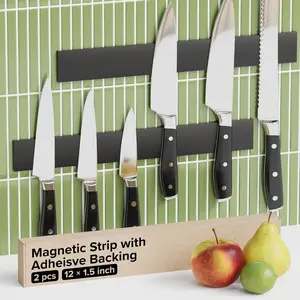 Adhesive Magnetic Strip for Knives Kitchen with Multipurpose Use as Knife Holder, Knife Rack, Knife Magnetic Strip, Knives Bar, Kitchen Utensil Holder, Tool Holder for Garage and Kitchen Organizer