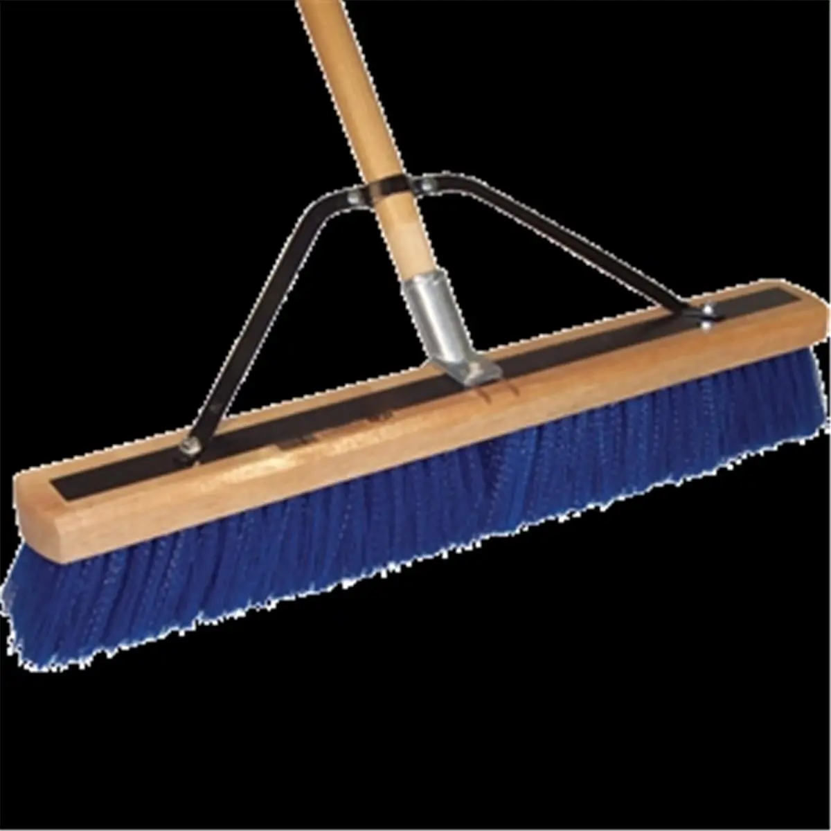 212 MAIN Sturdy Heavy-Duty 24 in. HD Poly Contractor Broom - Stainless Steel Blue, 60 in. Wooden Handle, Premium Fill Materials, Painted Stripe, Home Care Supplies, Household Cleaning Tool for Pack Use