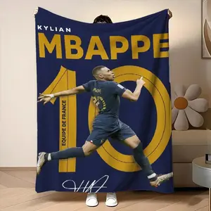 Kylian Mbappe patterned flannel blanket, multi-purpose, suitable for sofas, camping, travel, and office use, suitable for all seasons. warm breathable