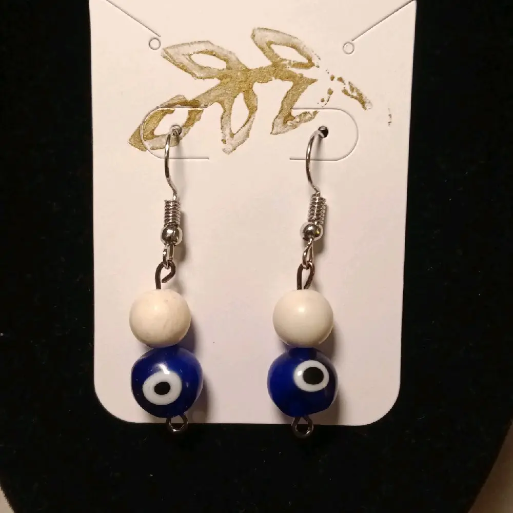 Moonstone Evil Eye Protection Dangle Earrings