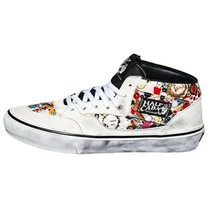 Vans Supreme x Mike Kelley Half Cab 'White' Men's Round Toe Laces All Seasons Limited Edition Skate Shoe with Durable Suede Upper