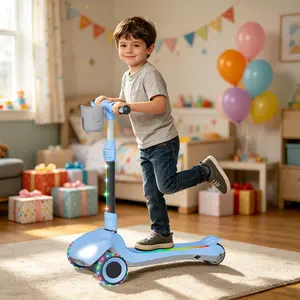 Commugo Adjustable Folding Electric Scooter for Kids Electric Scooter for Kids，Electric Scooter for Kids with 3 LED Lighted Wheels，Adjustable Height & Lean-to-Steer, Anti-Slip Deck with Lights, Easy-Fold Mechanism,Hell a Grip, Balance Scooter for Kids sum