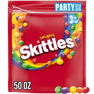 SKITTLES Original Chewy Candy 50 oz Party Size Resealable Bag with Fruity Flavors for Celebrations Parties & Holiday Snacks - Sweet, Bonbon