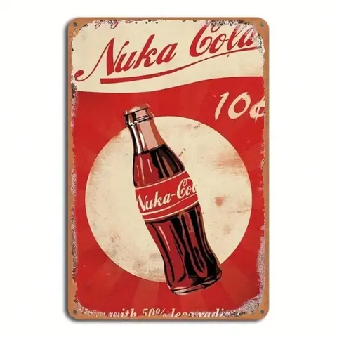 Nuka Cola Aluminum Vintage Metal Decorative Sign Wall Decor | Rustproof Waterproof 12x12 Inch Fallout Collectible | Cafe Bar Home Game Room Decoration | Aluminum Sign Retro Gamer Gift