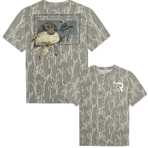 Roost Waterfowl Boykin Stamp Camo Shirt - Mossy Oak Washed Out Camo Tee – Original Hunting Style Tee for Men, Mossy Oak Shirt, 3D Camo Style T-Shirt, Gift For Men