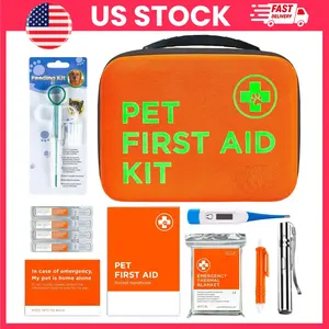 Dog First Aid Kit, Pet Emergency Kit, Cat Dog Medical Kit 100 Pcs Survival Kit for Pets, Outdoor Dog Safety Kit Camping Hiking Travel Emergency Preparedness Kit with Thermometer Tick Remover Reflective Zipper Pet Care First Aid Gear