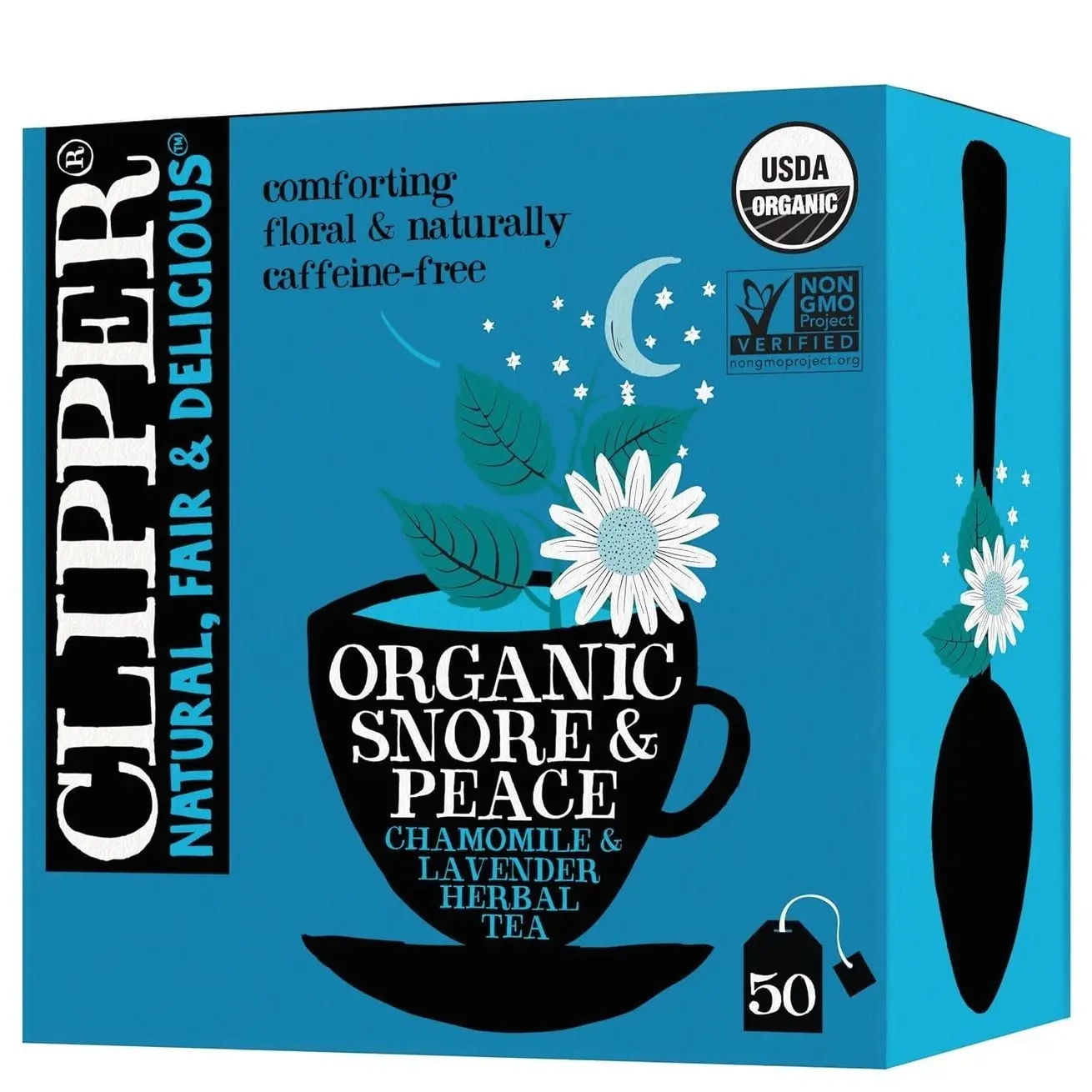 Clipper Tea Snore and Peace Chamomile & Lavender Herbal Tea – Caffeine Free, USDA Organic, Great Hot or Iced – Comfortingly Floral, Natural, Fair & Delicious – 50 Tea Bags