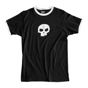 SINGLE SKULL S/S RINGER - BLACK/WHITE