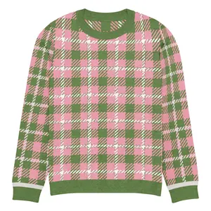 Pink Kelly Tartan Plaid Knitted Crewneck Sweater
