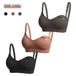 3PCS Front Closure Nursing Bra with Clip Down Feature, Seamless and Stretchy Fabric for Pregnant and Breastfeeding Moms supportive Pregnancy Shapewear Soft Breathable Underwear