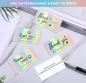 120Pcs Thank You Cards Small Business, Mini 6 Styles Thank You for Supporting Cards Notes Shopping Holographic Thanks Greeting Cards for Retail Store Owner Goods Customer 2x3.5 Inch