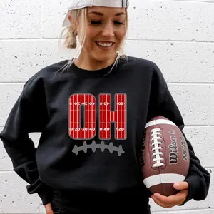 [SALE UP TO 45%] OH with Laces Football Shirt, Retro Ohio Shirt, Vintage Style Ohio Shirt, Game Day Shirt, Cute Buckeye Football Shirt
