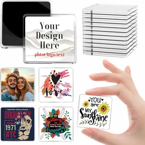 10/20 Pack Double‑Sided Clear Acrylic Fridge Magnetic Frames, Mini DIY Photo Magnet Frames for Refrigerator, Cute Mini Picture Frames for Gifts & Home Decor