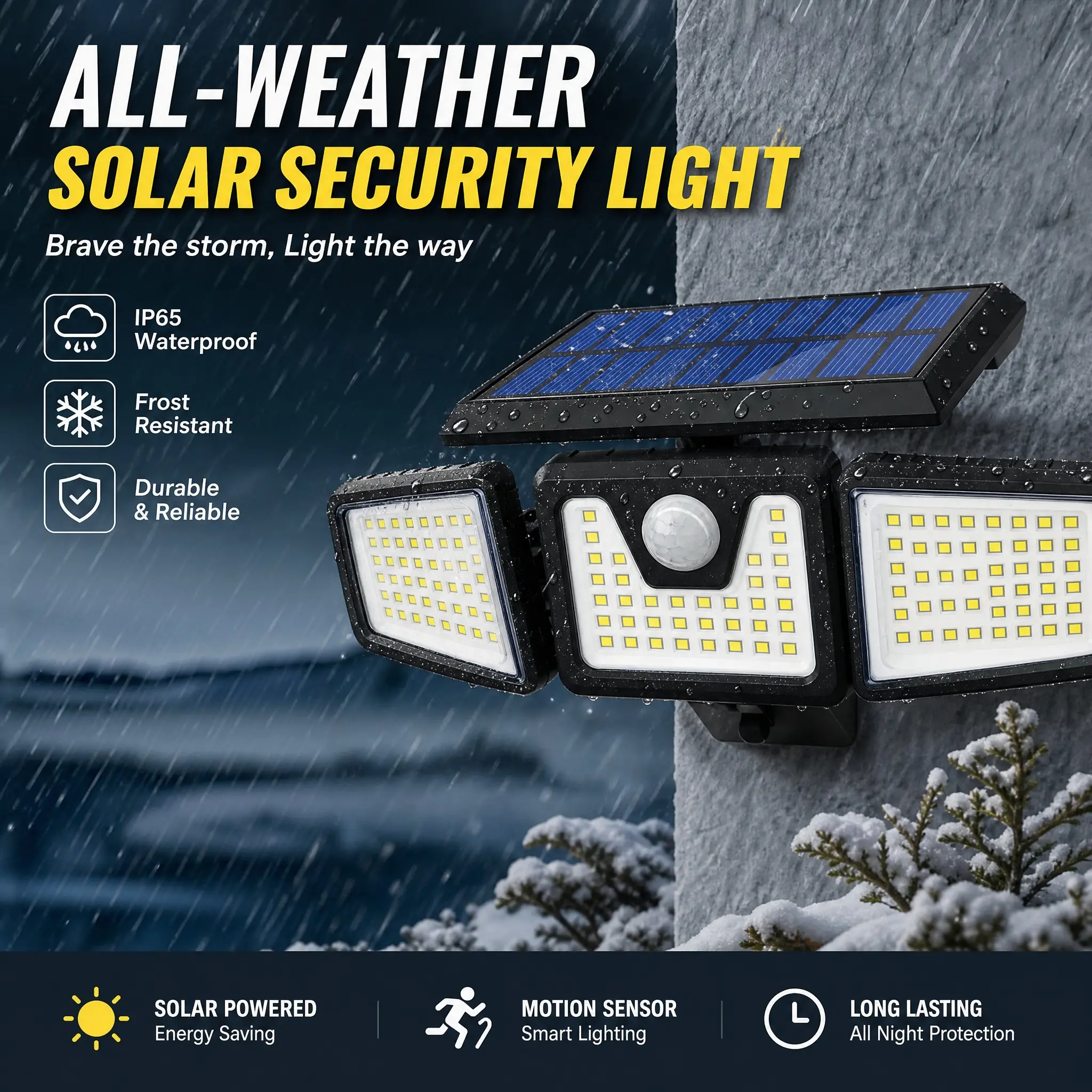 Solar Outdoor Motion Sensor Lights - Multi-Mode Exterior Wall LED Flood Lamp, Stable Brightness, Easy Installation for Courtyard, Farm Night Safety Use, Solar Outdoor Lights