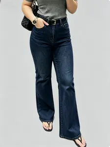 High Rise Flare Leg Baggy Jeans High-Stretchy Loose Fit Denim Pants for Women Distressed womenswear.WH50 Lady Basic Minimalist Comfortable Denim Tummy Control Curve hugging Plus Size Regular Size Spring Fashion Daily Outfits.