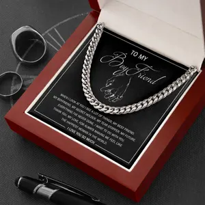 Personalized Boyfriend Cuban Chain Necklace, Gift for Boyfriend, Anniversary Gift for Boyfriend, Boyfriend Christmas Gift, Future Husband Gift.