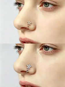 Nose Ring Jewelry Shape Nose Ring Copper Non Piercing Nose Rings, U Shape Star Love Crown Nose Clip with Zirconia Wearable Nose Ring tiktok shop spring glow up Chic Distinctive horseshoe