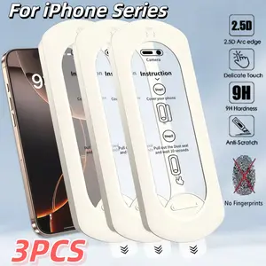 3-Pack iPhone Air 17e/17pro/16 Pro Max Screen Protector Film, HD Clear Tempered Glass, Scratch-Resistant Easy Install No Bubbles Dust-Free