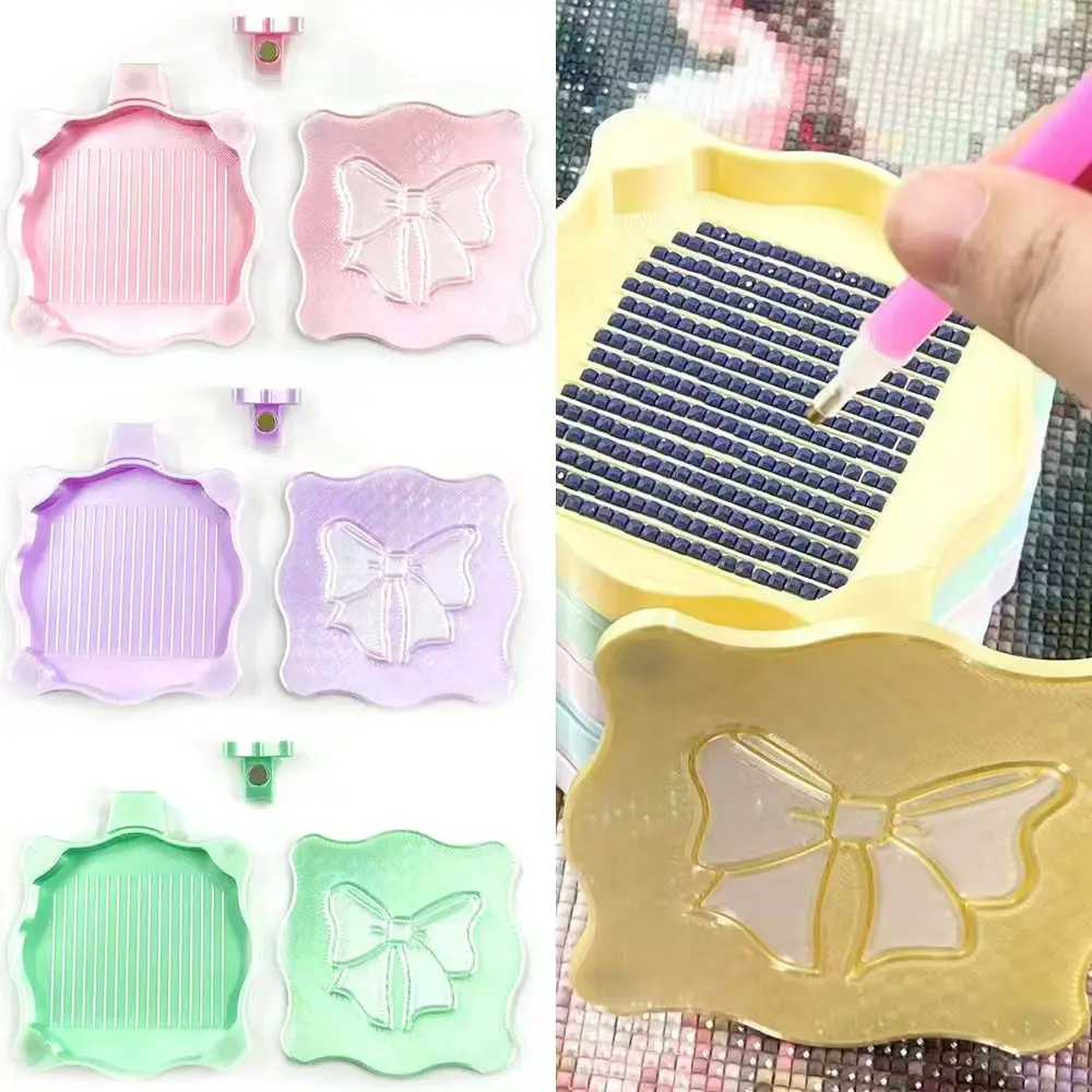 Bow-Shaped Diamond Painting Magnetic Tray Organizer Diamond Sifting Tray Flip-Style Diamond Tray Diamond Embroidery DIY Tool Kit