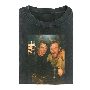 Funny Anakin & Obi-Wan Drinking Meme Tee, Retro Movie Parody Graphic Shirt, Viral Humor T-Shirt for Fans, Vintage Movie Graphic Tee, Unisex Cotton Crewneck T-Shirt Menswear Womenswear Streetwear Top