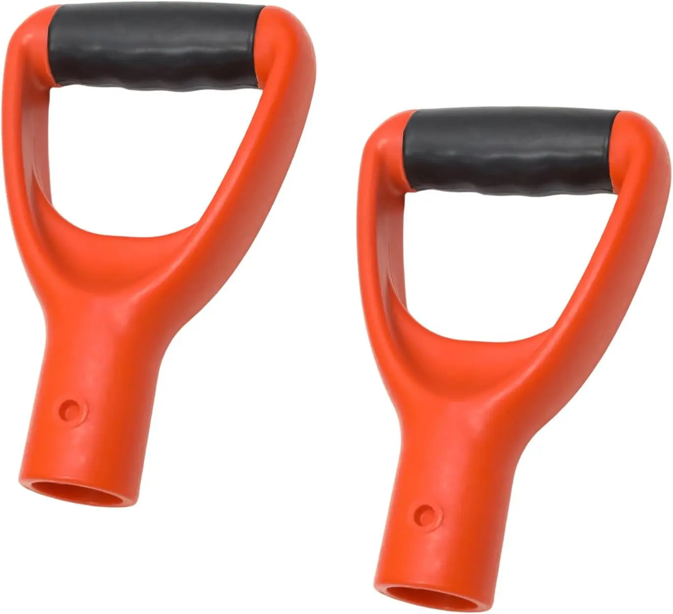 Home Supplies Plastic D-Shaped Grip Snow Shovel Replacement Handles, 2-Piece Kit, 1-1/4" Fit, 7.48x4.72" (L*W), Orange and Black Plastic Handles, Two Pieces