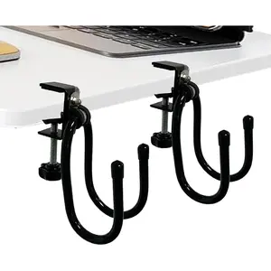 AUXPhome 2/PK Portable Desk Mount Hanger, Strong Table Hanger Hooks for Backpack, Hard hat, Cords,Bags,Mug,Towels, Shoes, Toys, Umbrella, Cap,Headphone,Purse,Handbag,etc for Table Desk, Under Counter