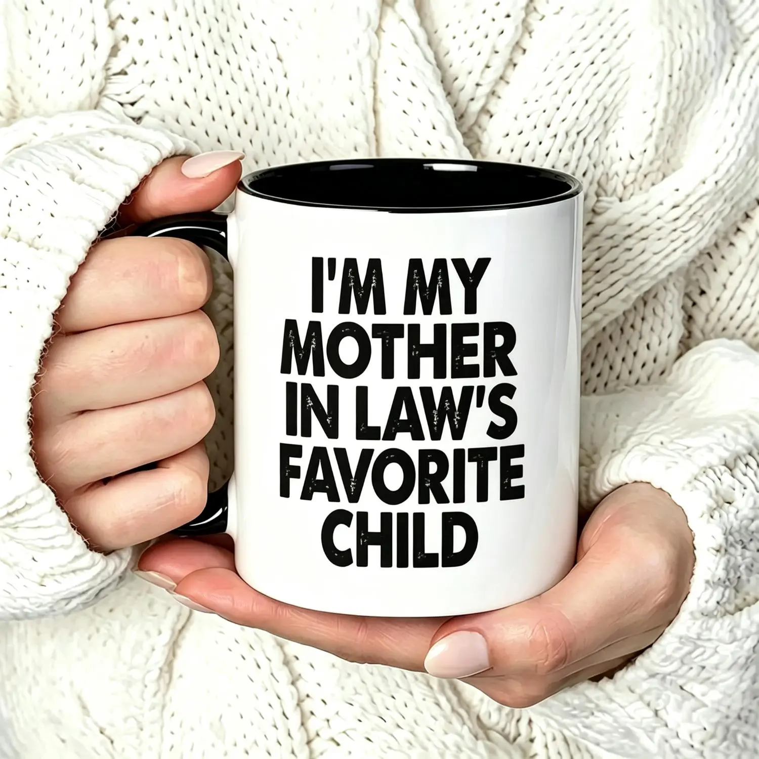 Women's 1pc 11Oz Ceramic Mug"I'm My Mother-In-Law's Favorite Child" Funny Ceramic Cup, Helmet-Inspired Design, Casual Gifts Cup for Summervibes Outdoor Fun