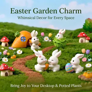 Charming Rabbit Decorations Set, Carrot and Mushroom Ornaments, Perfect for Easter and Party Table Decor, Durable Plastic, Winter New Year