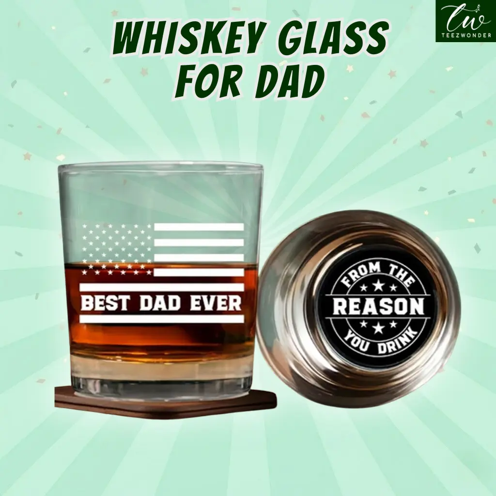 11 oz Engraved Crystal Whiskey Glasses -  Fathers Day Birthday Gifts for Dad from Daughter Son Kids, Husband Birthday Gift Ideas