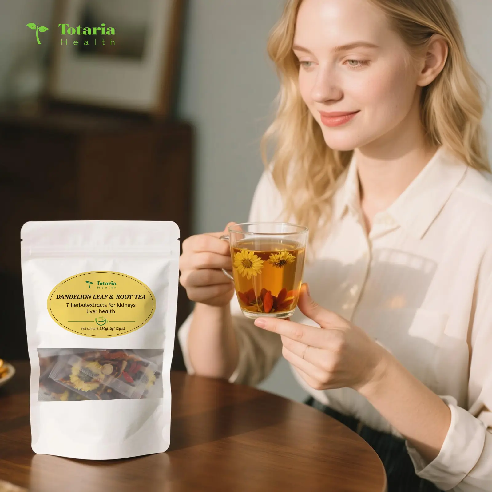 Dandelion Wolfberry Tea - Kidneys & Liver Health Tea 120g 12PC Organic 7 Herbal Ingredients Natural Blend No Sugar Refreshing Tea,tiktokshoplabordaysale