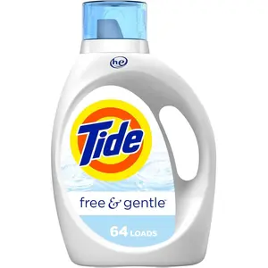 Tide Free & Gentle, Liquid Laundry Detergent Soap, Unscented, Hypoallergenic for Sensitive Skin and Free of Dyes, HE Compatible, 64 Loads, 84 fl oz