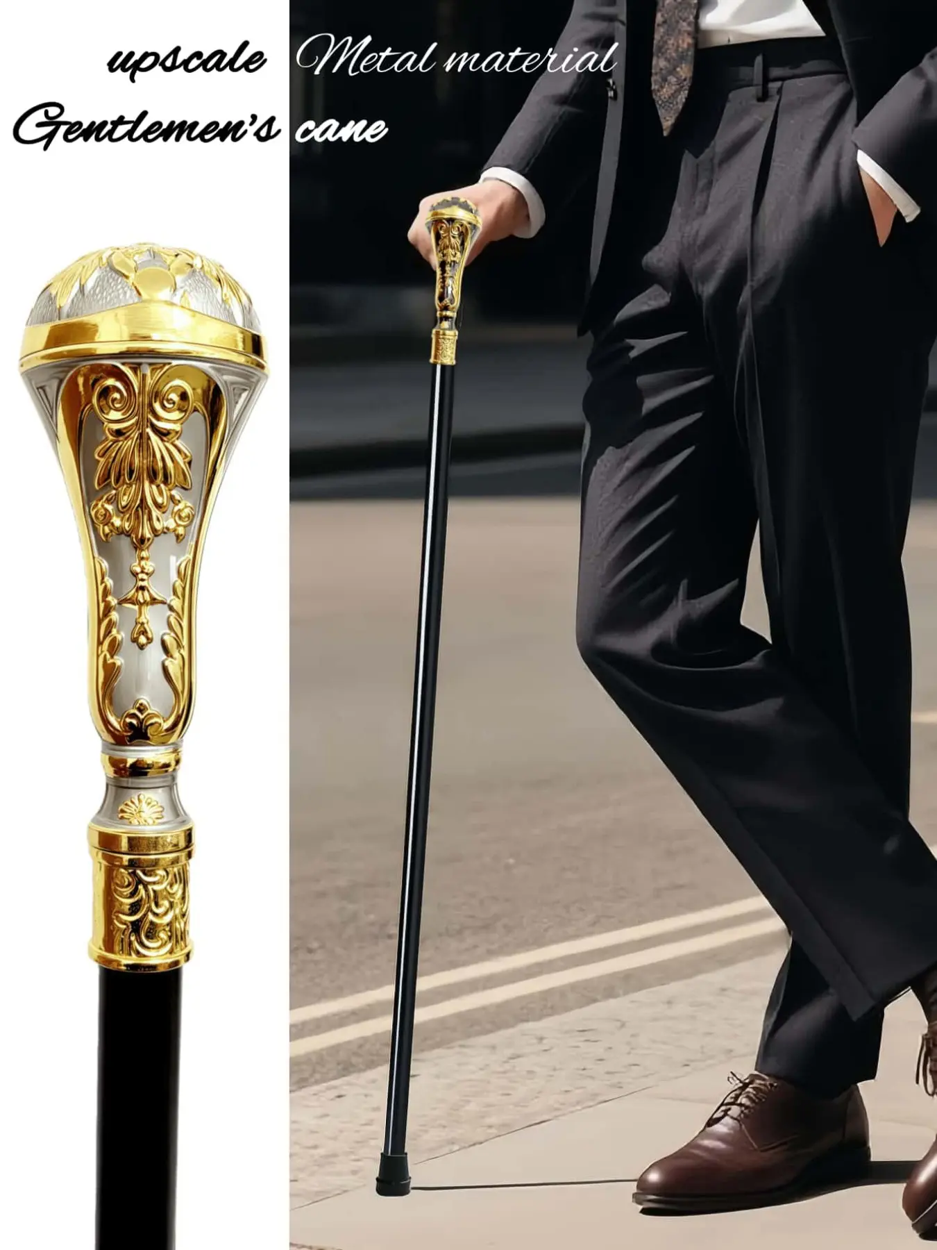 High-End Dual Color Creative Leopard Cane, Detachable Zinc Alloy Walking Stick, Outdoor Travel Cane, Gothic Halloween Staff, Men's Gift, Durable Walking Sticks, Walking Canes