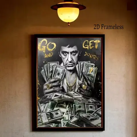 Tony Montana Scarface Inspirational Quote Canvas Print, 1pc Dollar Money Cash Themed Wall Art, Decoration Items, Artwork, Decorative Art, 2D Unframed Modern Art Design Poster for Bedroom, Office & Home Decor