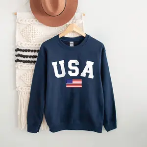 USA Flag Sweatshirt – Vintage American Flag Crewneck, Patriotic 4th of July Pullover for Men & Women