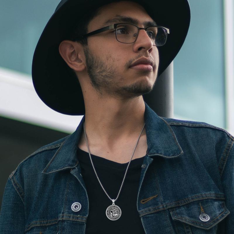 MEIDERBO Jewelry Memento Mori Necklace for Men 925 Sterling Silver Memento Mori Pendant Gothic Skull Pendant Amulet Protection Jewelry Gifts