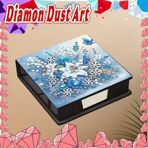 1 Diamond Art 5D Painting set label box with multi-color floral pattems, DIY diamond Mosaic note box, with 15o signature papers suitable for daily recording of ideas, matters, etc