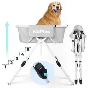 KitPlus Elevated Foldable Dog Bath Tub and Wash Station for Bathing & Grooming Portable PVC Material 67cm x 18cm x 52cm Indoor Outdoor Clean